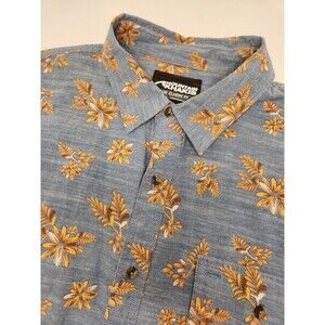 Mountain Khakis Freemont Shirt Men's XL Blue S/S Button Up Floral Organic Cotton